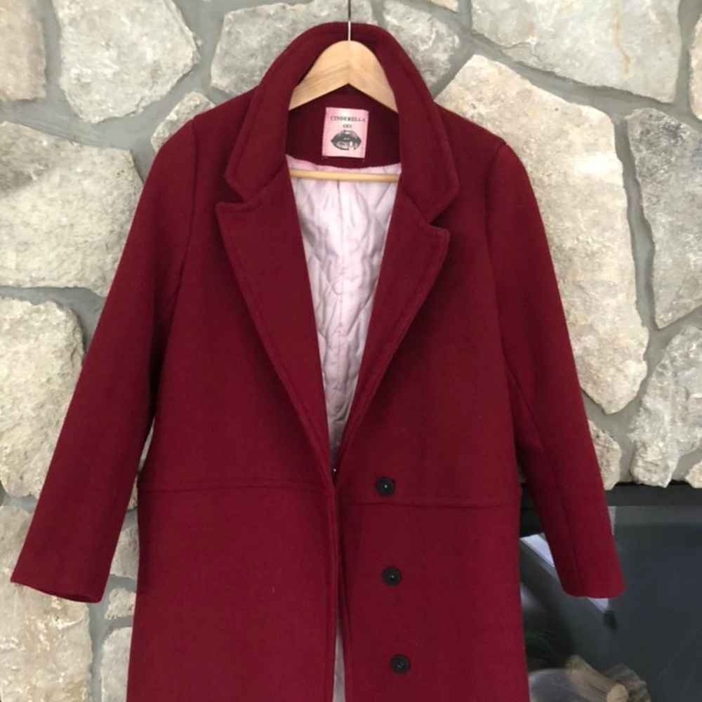 Gorgeous raspberry red hand-made Pea coat
